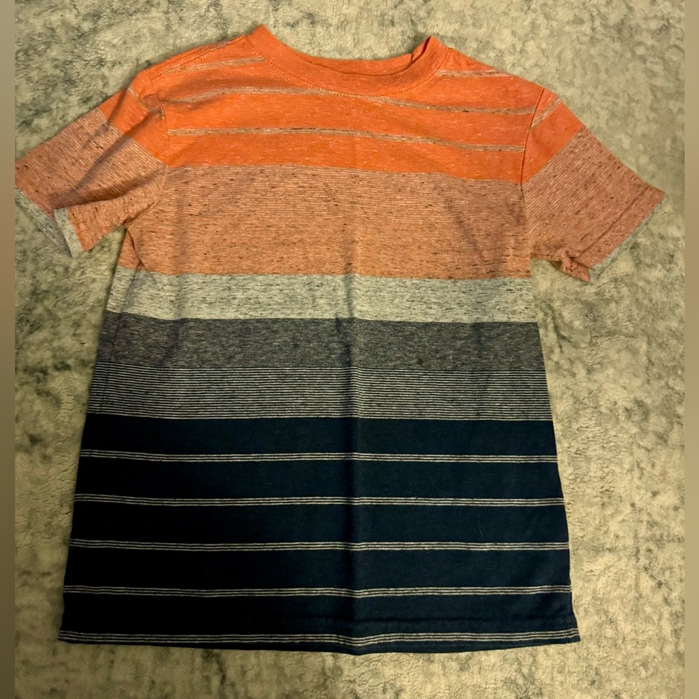 boys Cat & Jack orange/blue stripe shirt - XS (4/5)